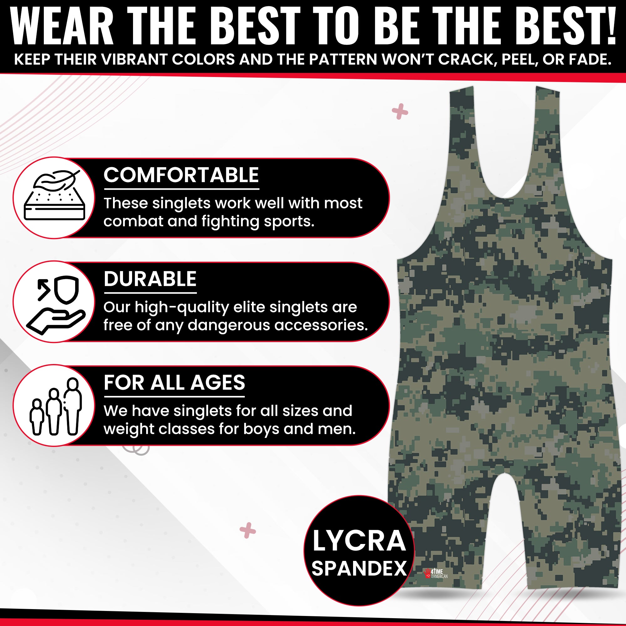 Digital Camo - Green Wrestling Singlet