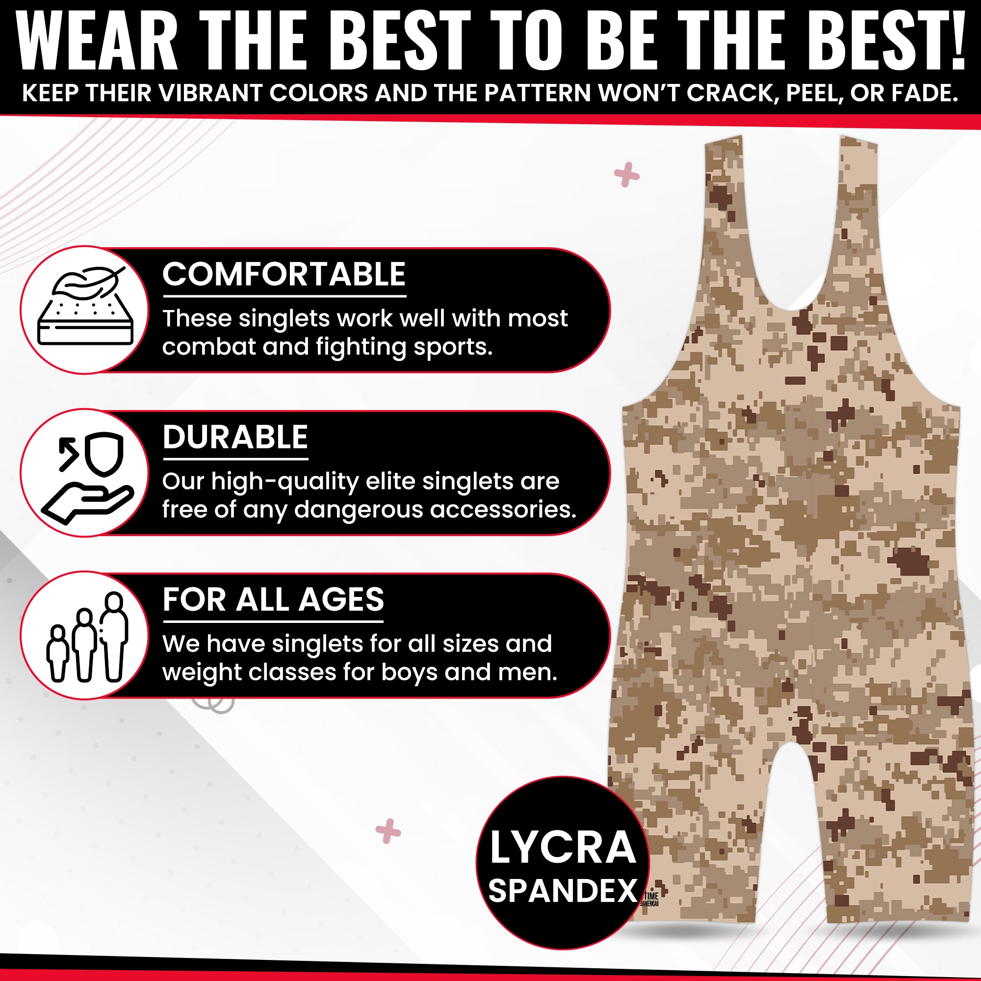 Camo Desert Wrestling Singlets