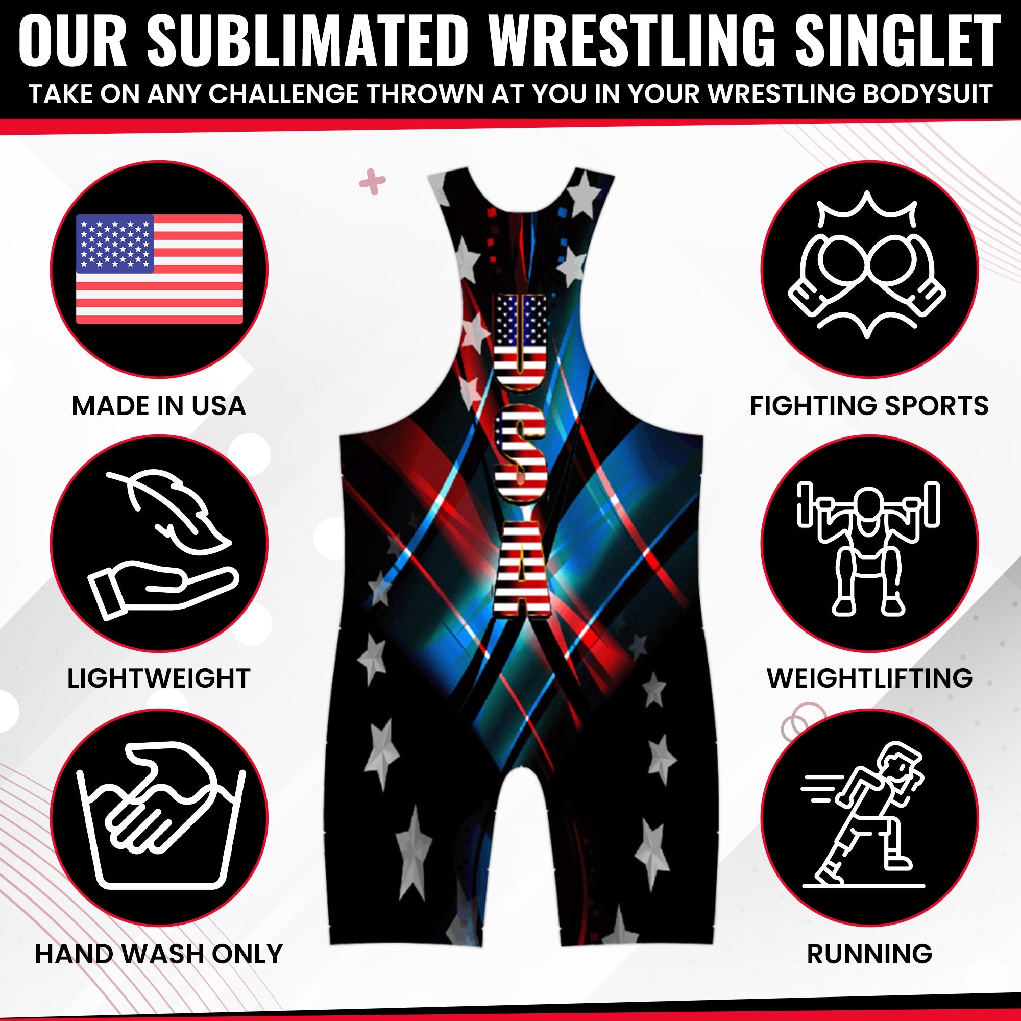 USA Black Wrestling Singlet