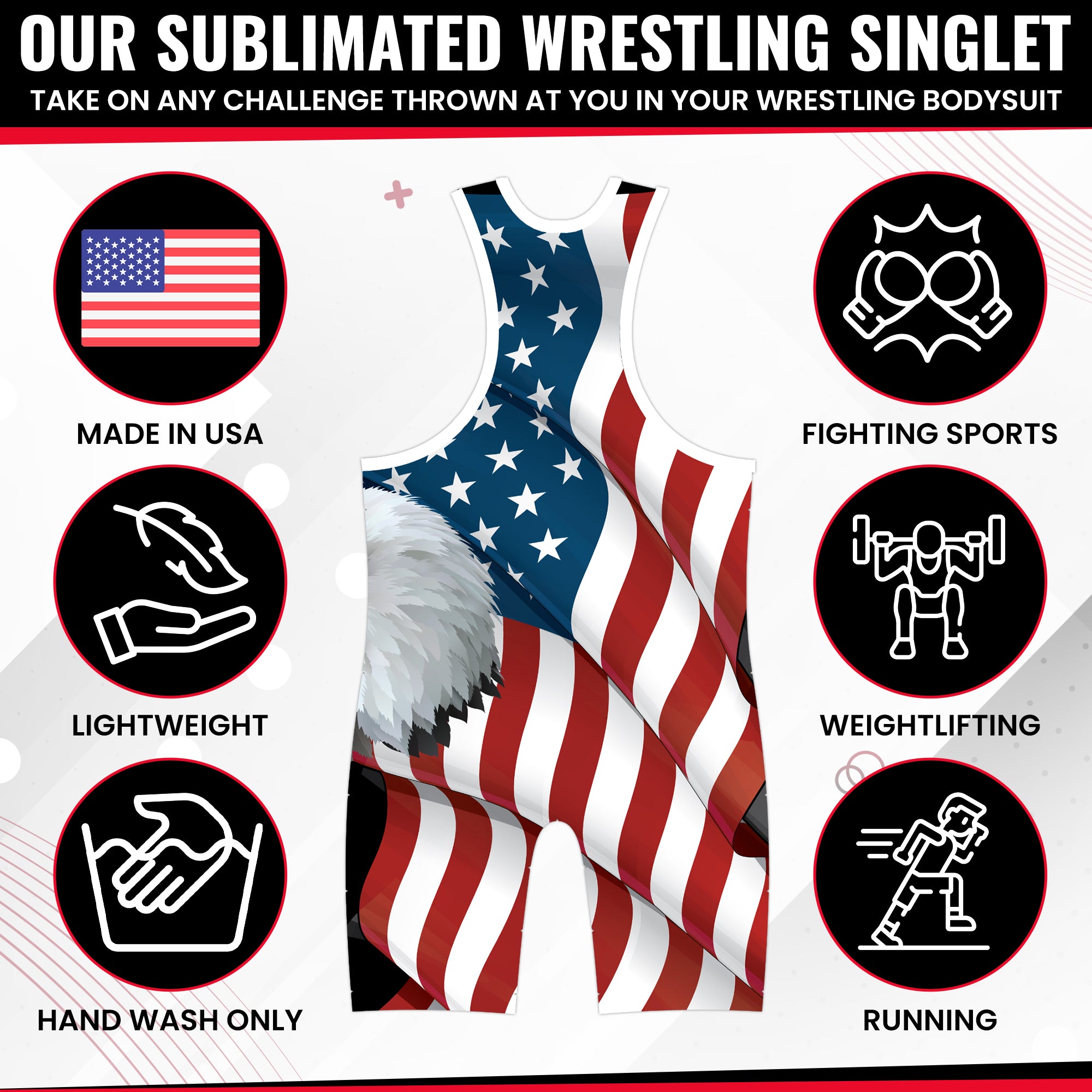 USA White Wrestling Singlet