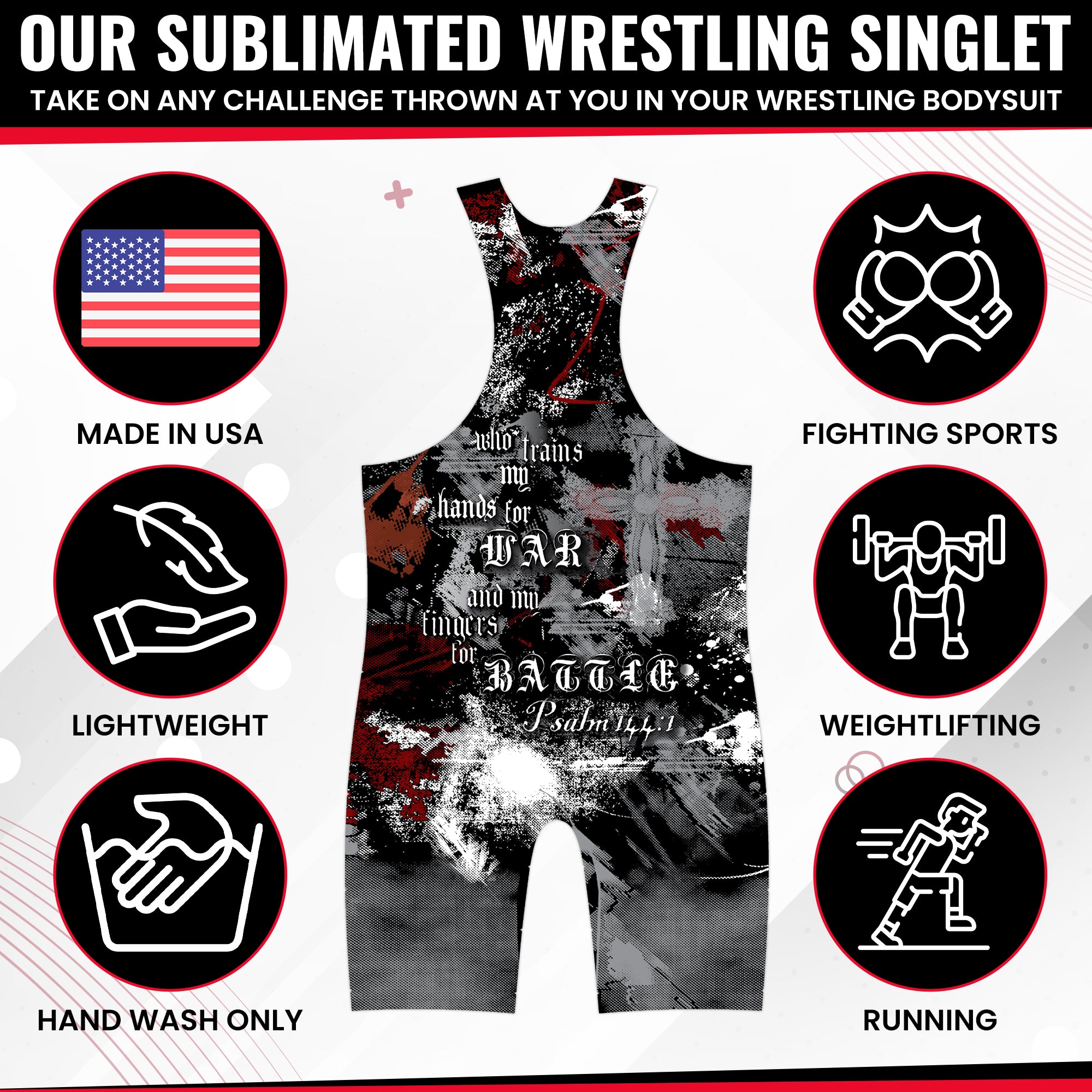 Psalm 144:1 Wrestling Singlet