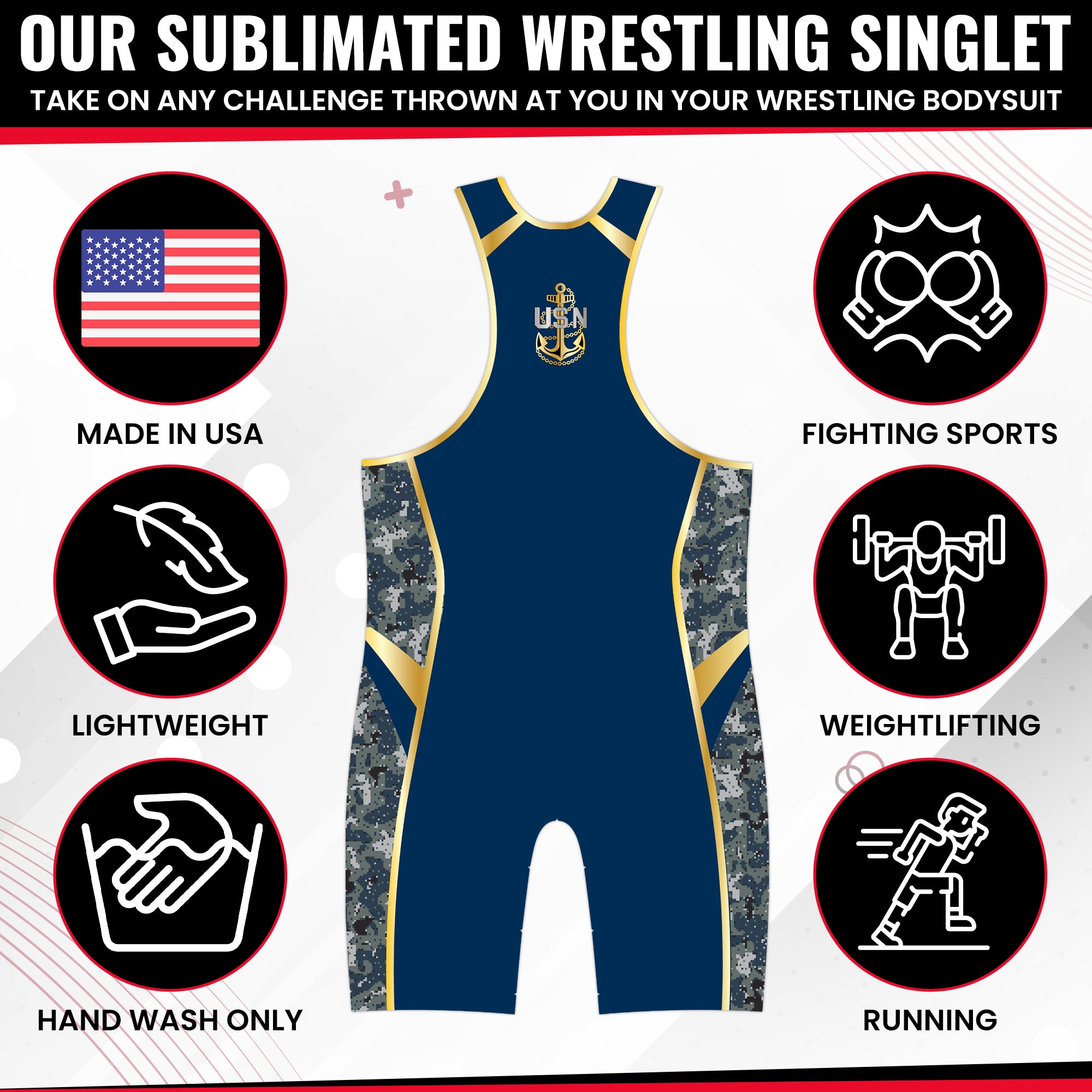 US Navy Wrestling Singlet