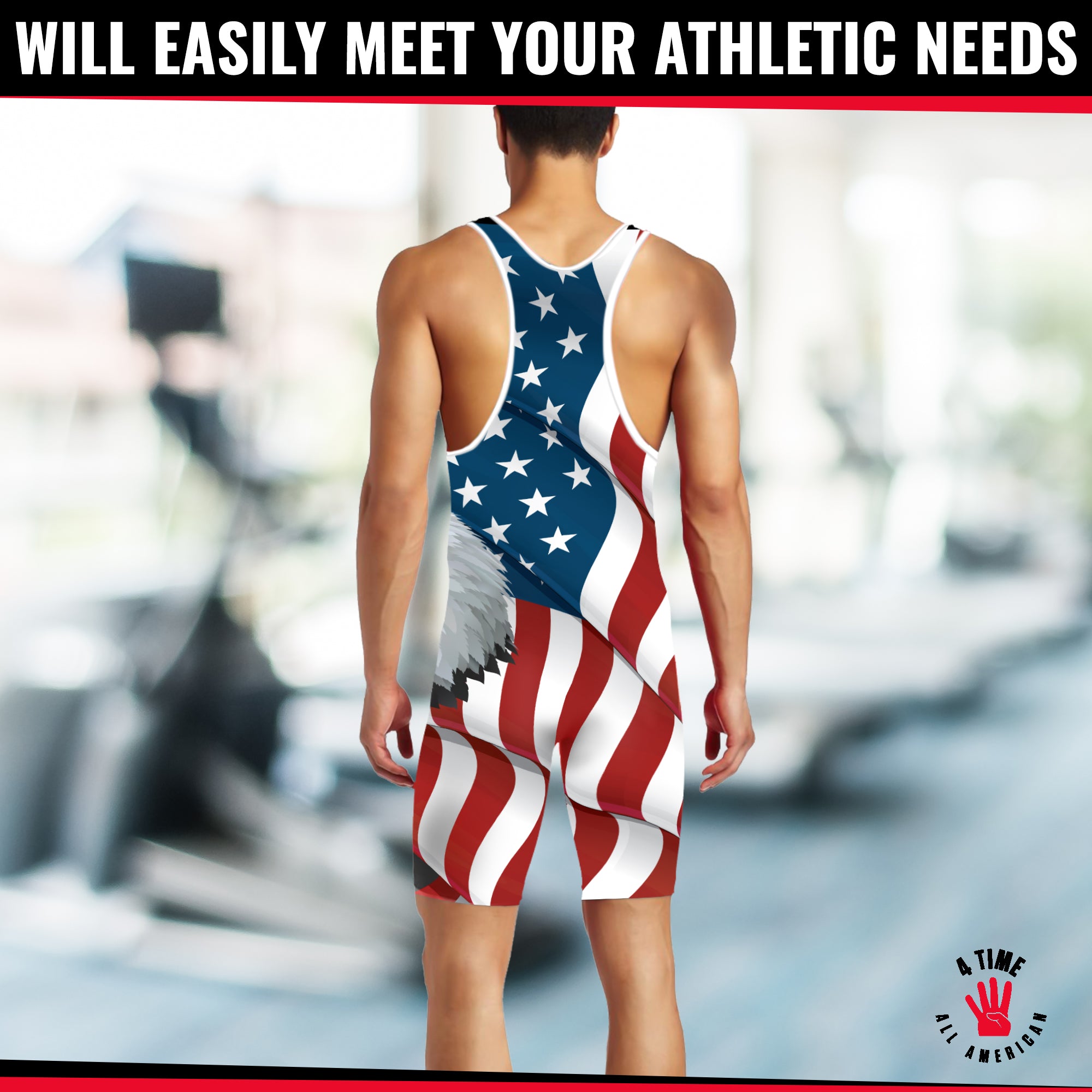 USA White Wrestling Singlet