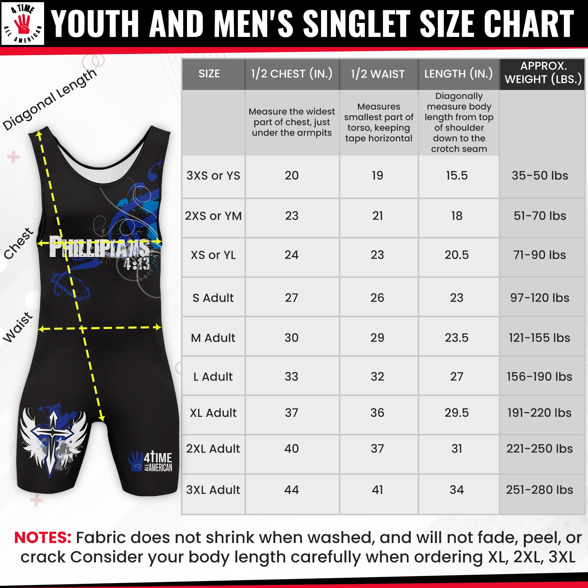 Philippians 4:13 Blue Wrestling Singlet